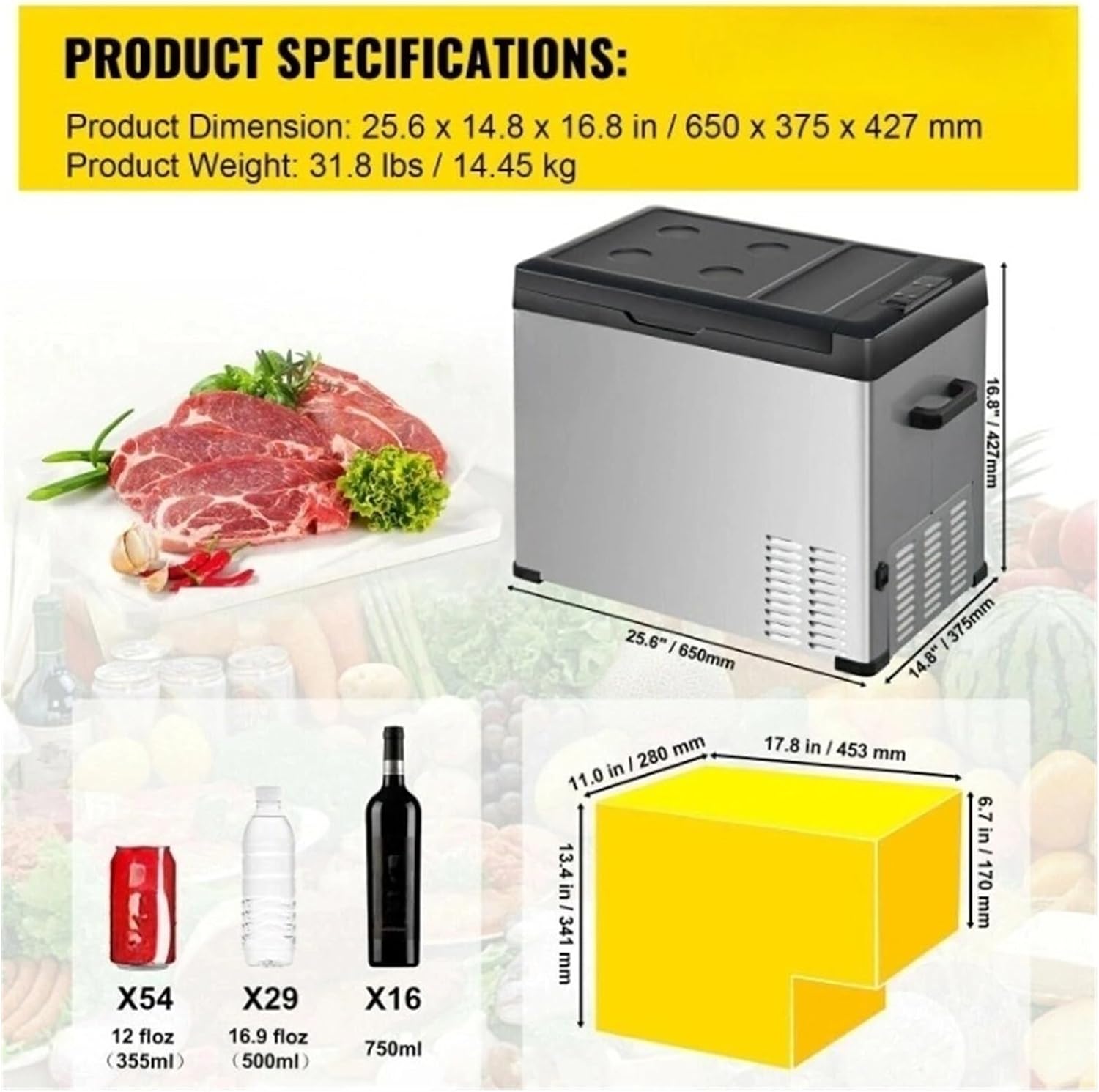 30L 40L 50L Mini Car Refrigerator Portable Small Fridge Freezer 12V/24V DC 110-240 AC Cooler For Outdoors Caravan Camping(30L)