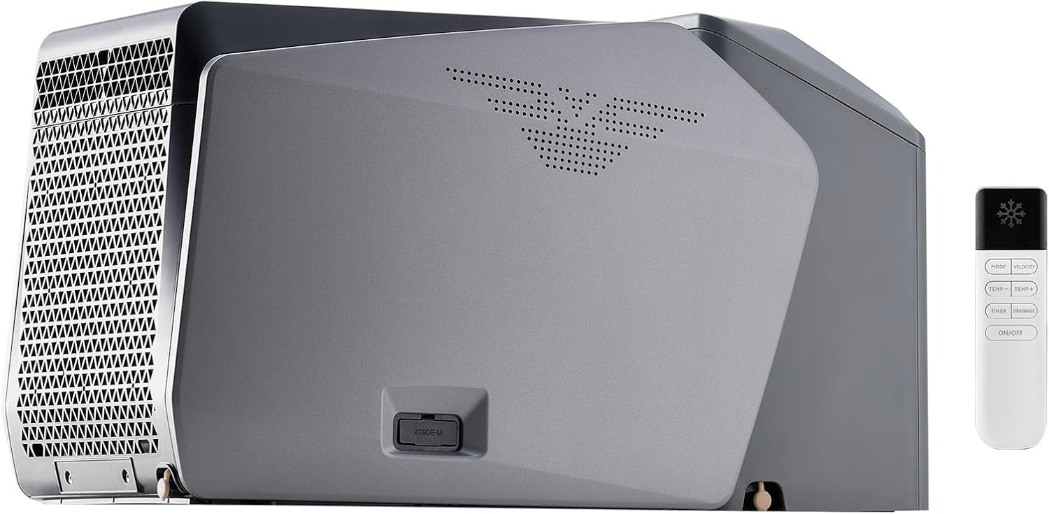 Happybuy 5000 BTU Portable Air Conditioner – 3-Speed Cooling Unit with 24H Timer & 16-32℃ Adjustment, AC/DC Compatible for Tent Camping, RVs & Home Use, Grey