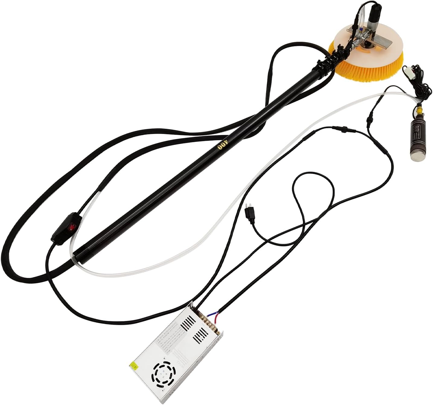 19.7FT Photovoltaic Cleaner Machine φ13.4inch Solar Brush Panel Cleaning Brush Telescopic Water Fed Pole Brush Solar Panel Cleaning Kit Stainless Steel Head 110V