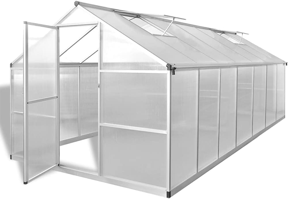 Greenhouse Reinforced Aluminum 113.3 ft²,Versatile Aluminum Polycarbonate Greenhouse for Plant Protection and Hobby Gardening Garden Greenhouses, Gardening Structures