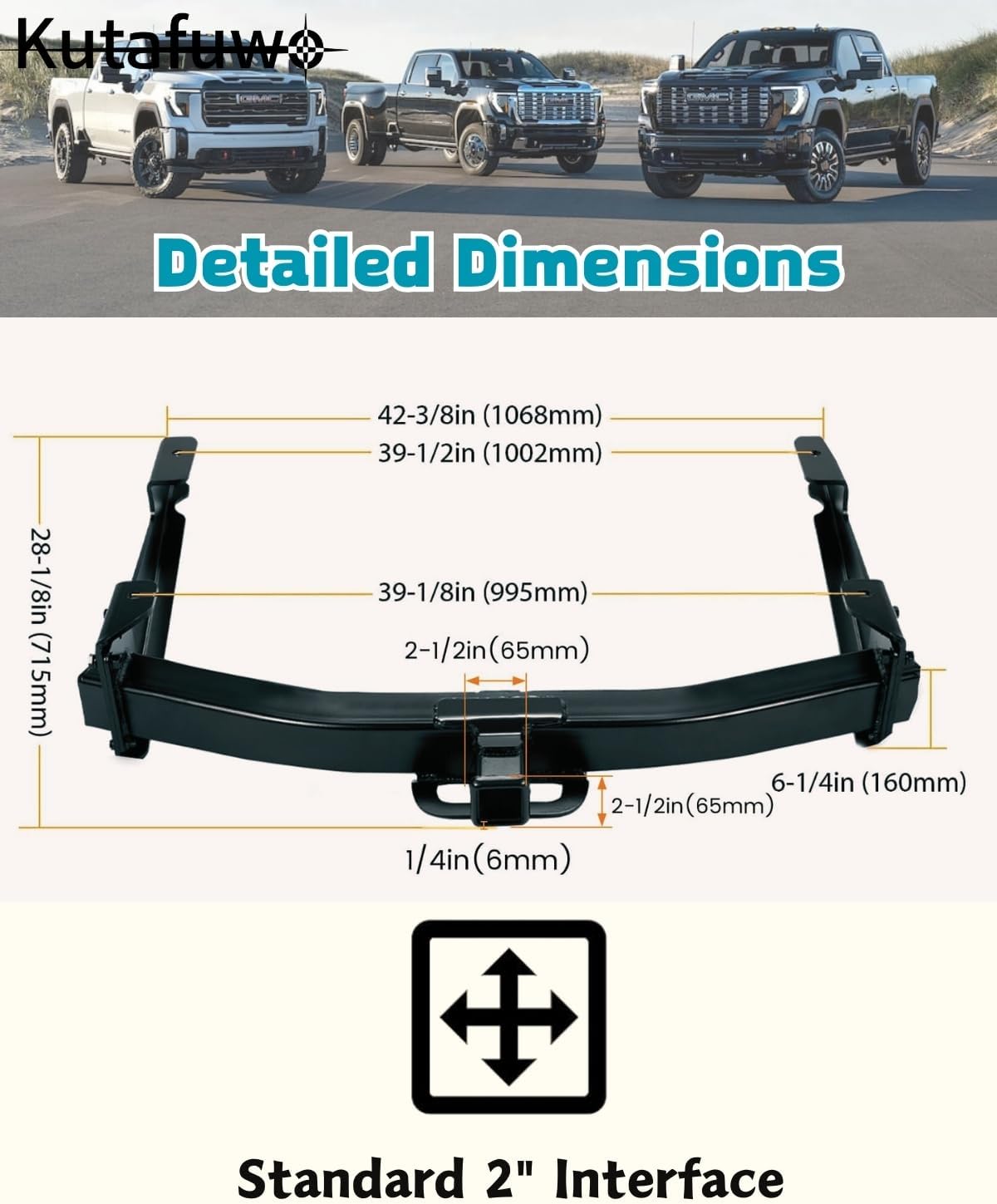Class 5 Trailer Hitch Receiver for Chevy Sierra/Silverado 2500HD/3500HD(2001-2010) towbar Accessories，No-Drill Installation Trailer 2