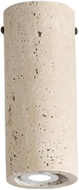 Rustic Marble Ceiling Light Cylinder Stone Small Ceiling Light Vintage Farmhouse Close to Ceiling Light Fixtures for Bathroom Kitchen Porch Stairs Hotel Living Room(16CM)