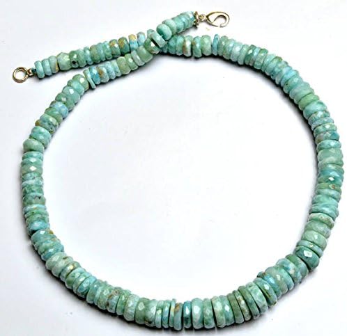 13 inch Natural Beads Strand of 7-12mm Faceted rondelle larimar Gemstone Beads for DIY Jewelry - Necklace, Bracelet, Earring, Ring.