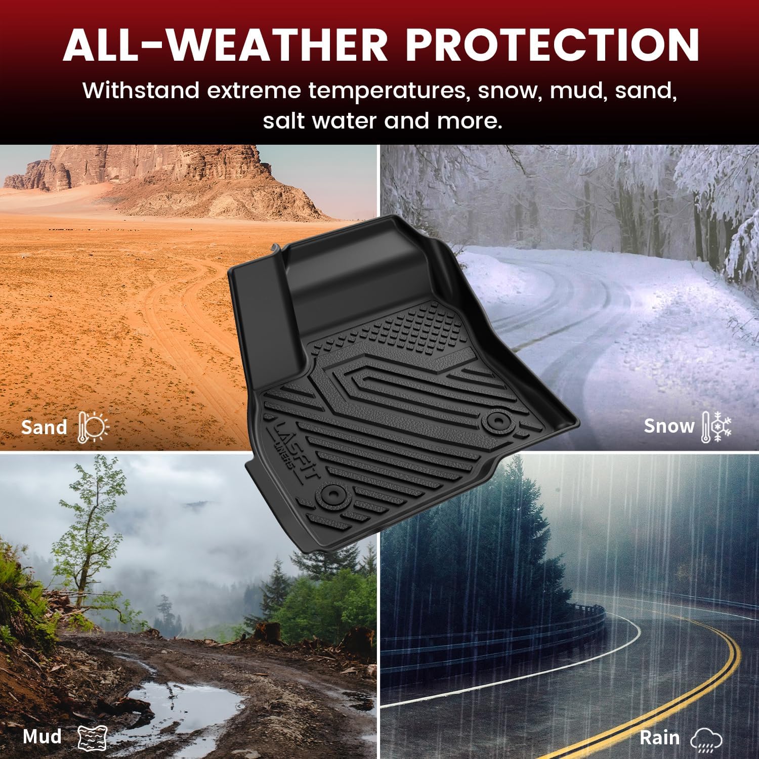 LASFIT Floor Mats & Cargo Liner for Chevrolet Chevy Bolt EUV 2022-2023 (Not EV), All Weather TPE Custom Fit Floor Mats for Car, Car Mats Full Set for Chevy Bolt EUV Accessories (Fit in Upper Position)