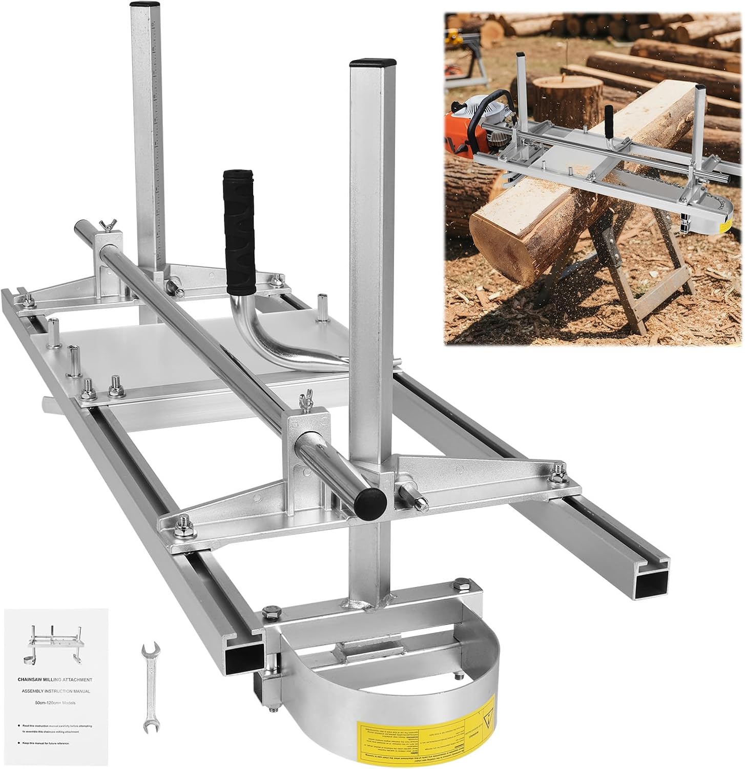 36in Portable Steel Chainsaw Mill, 0.5-12in Cutting Thickness DIY Lumber Mill, Log Planking Wood Cutting Guide, Fits 20 24 36in Chainsaw Bars for Home Outdoor Woodworking