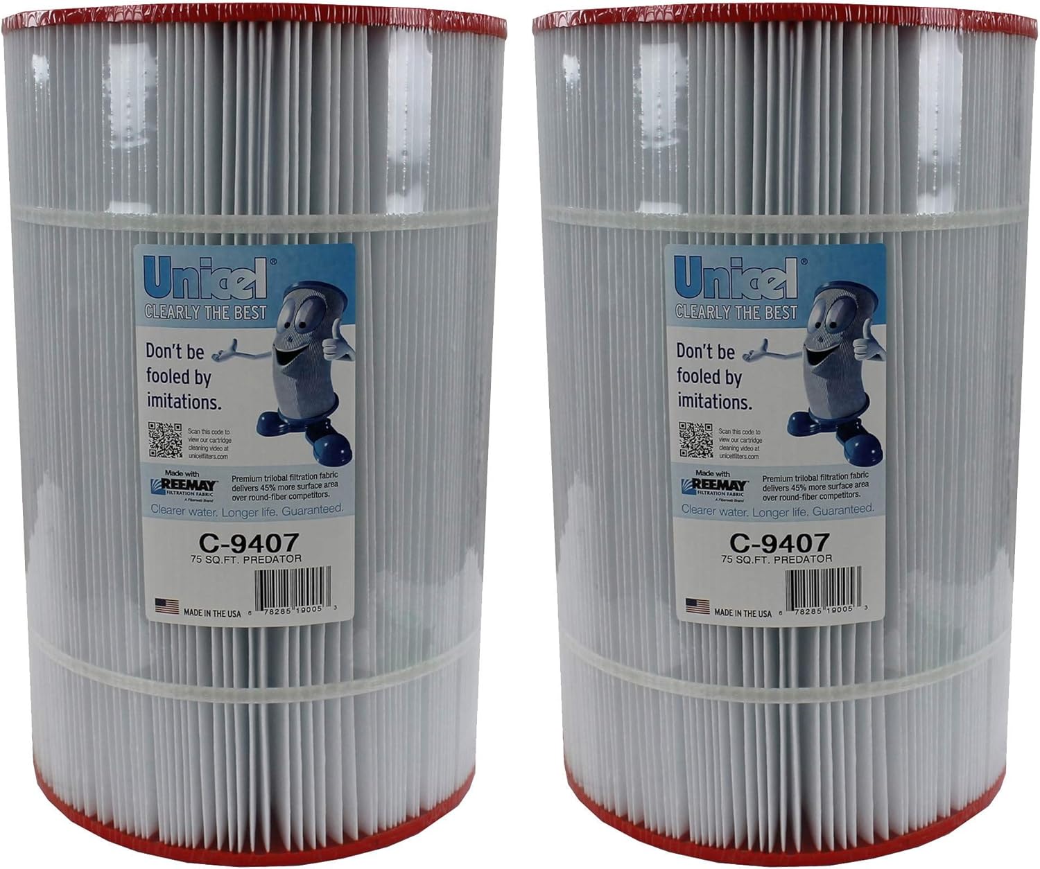 Unicel C-9407 75 Square Foot Media Replacement Pool Hot Tub Spa Filter Cartridge with 171 Pleats (2 Pack)