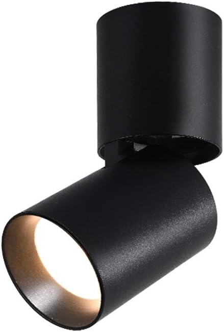 10W Cylinder Spotlight 360° Rotatable 90° Foldable COB Ceiling Lighting Fixture, Modern Indoor Decoration Accent Lamps for Foyer/Balcony/Corridor/Bedroom/Restauran Fittings (Color : Black, Siz