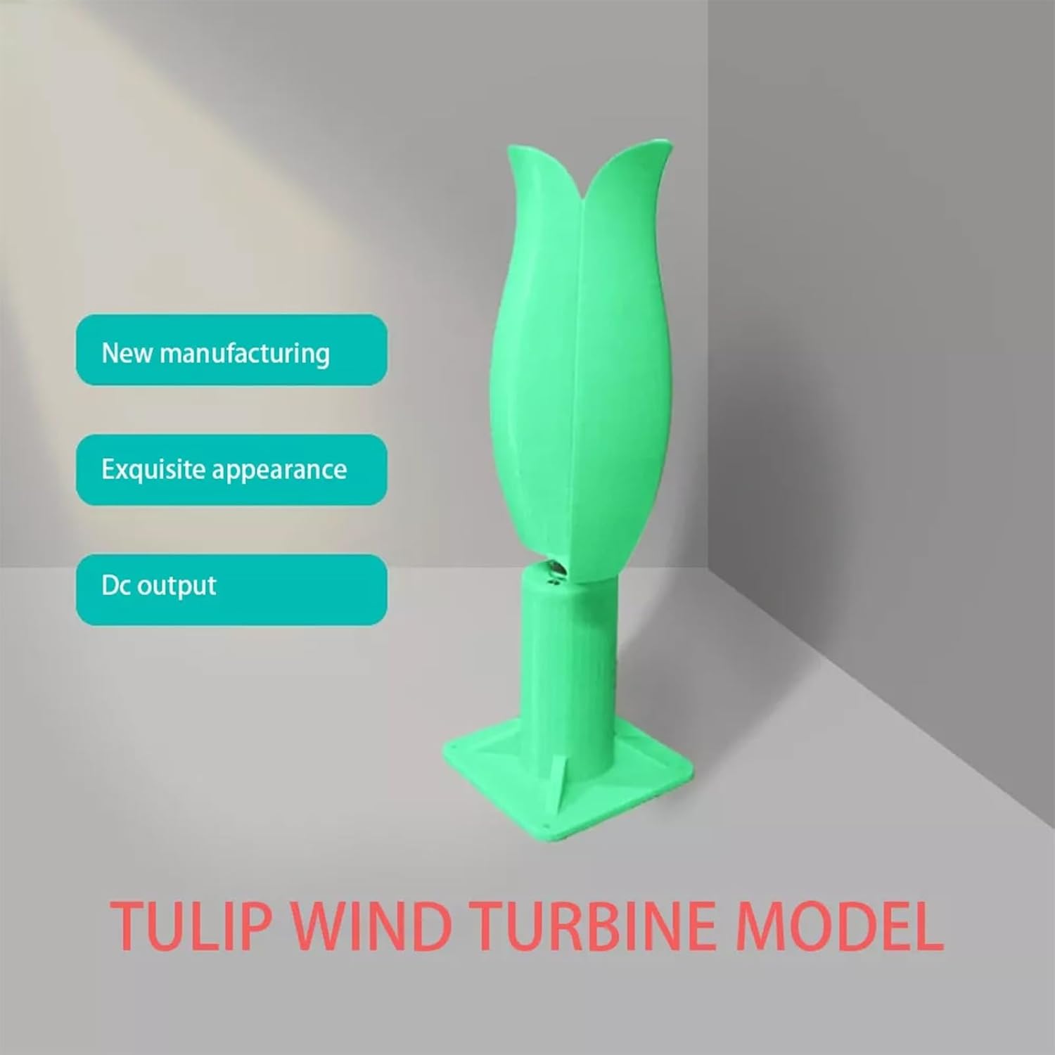Permanent Magnet Brushless Wind Turbine Model 20W Tulip Type Vertical Wind Power Generation 1~12V Low Noise Home/Outdoor Easy Installation(1pc(green))