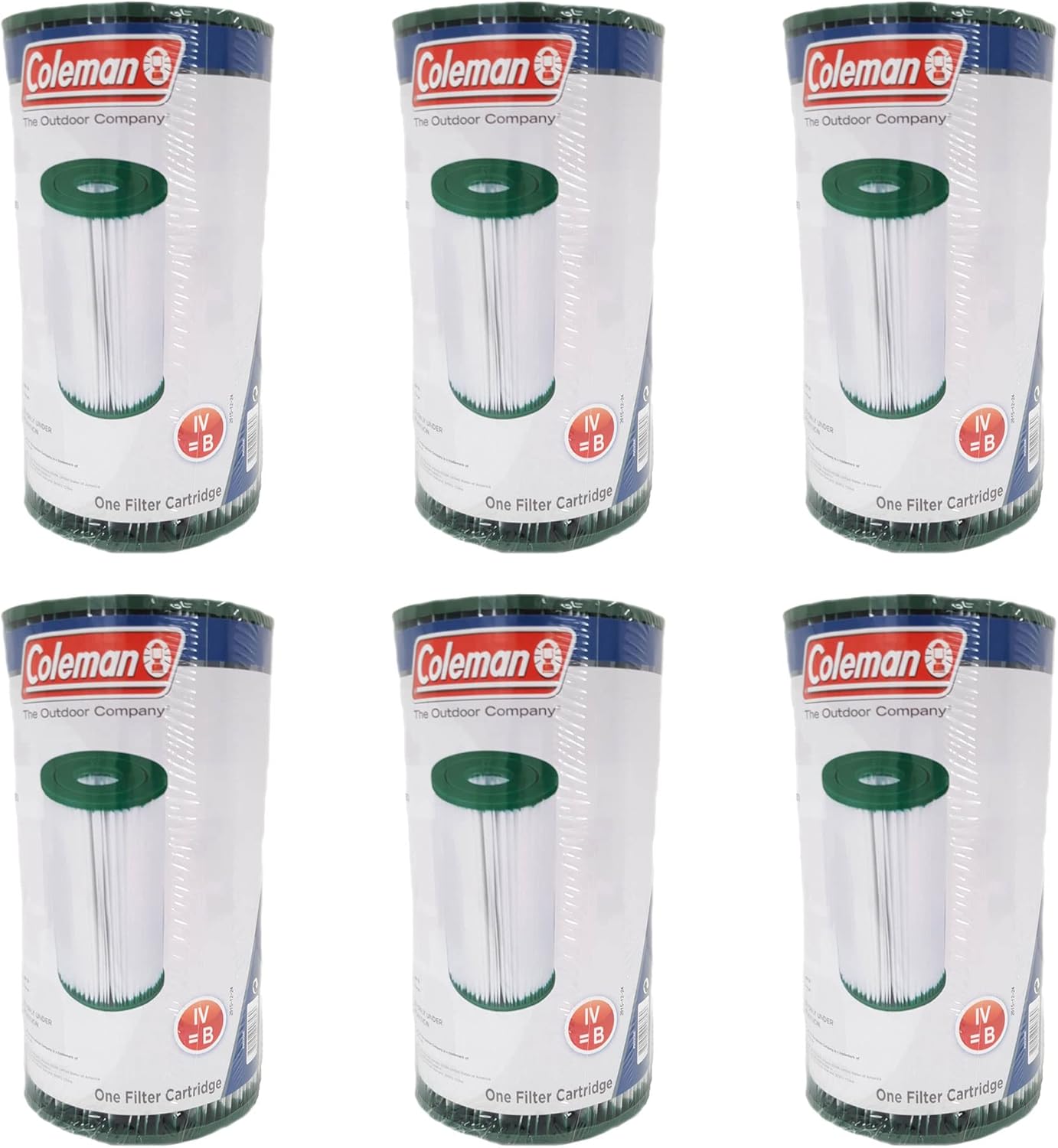 Coleman 90358 Swimming Pool Filter Pump Replacement Cartridge Type IV and Type B for 2,100 and 2,500 Gallon per Hour Filter Pumps (6 Pack)
