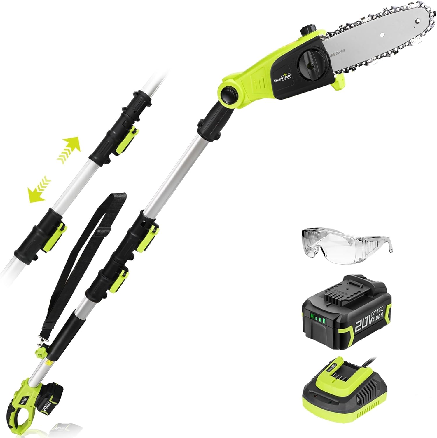 SnapFresh Brushless Cordless Pole Saw, 20V 8