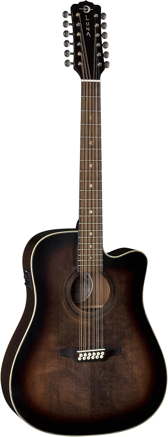 Luna Guitars Art Vintage Dread Solid Top 12 String A/E Guitar, ART V DCE 12