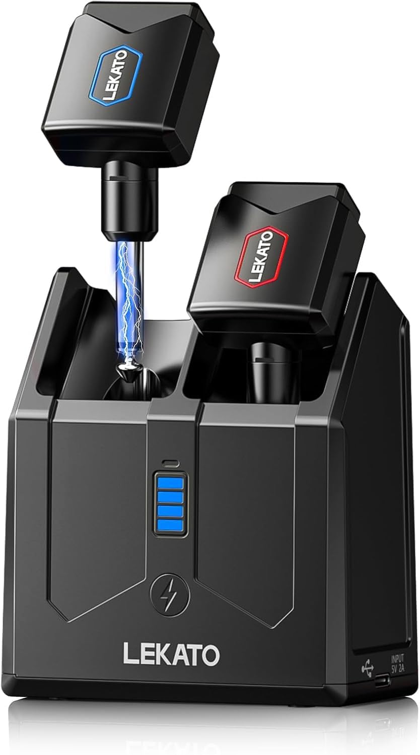 LEKATO 5.8G Wireless Guitar System Upgraded with Charging Box, Wireless Guitar Transmitter Receiver High Fidelity Sound 4 Channels Audio System for Electric Guitar Bass