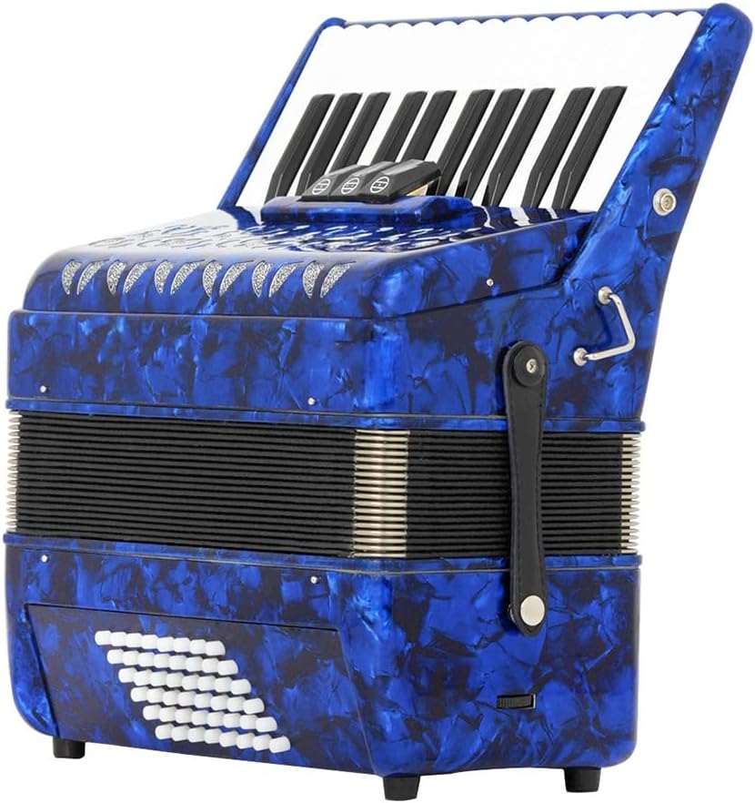 26 Keys 48 Bass Piano Accordion, with Strap and Accordion Backpack, Musical Instrument for Home Classroom, Fascinating & Softer (Color : Blue)