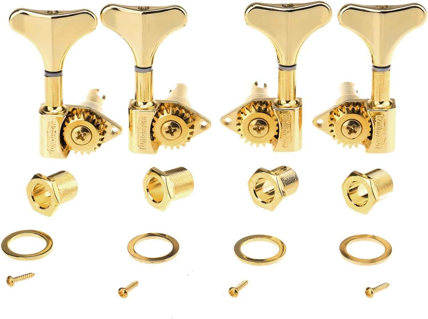 Gold 2R2L 20:1 Ratio Bass Tuners Machine Heads Tuning Pegs Keys Set for Ibanez Style Electric Bass Guitar Machine Head Tuners