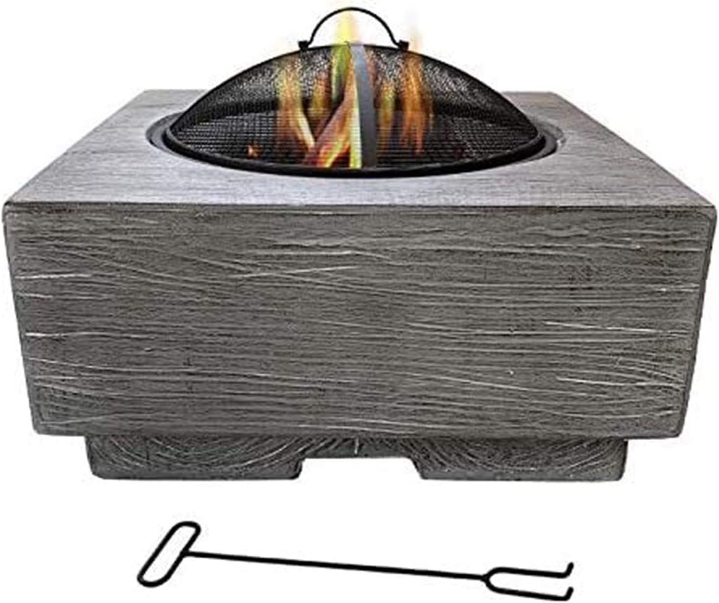 Fire Pits Outdoor Wood Burning Fire Pit Tables for Outside Patio,BBQ Grill Fire, Wood Burning with Heat-Resistant Coating,Steel Frame with Cover BBQ Cooking for Outside Camping Backyar