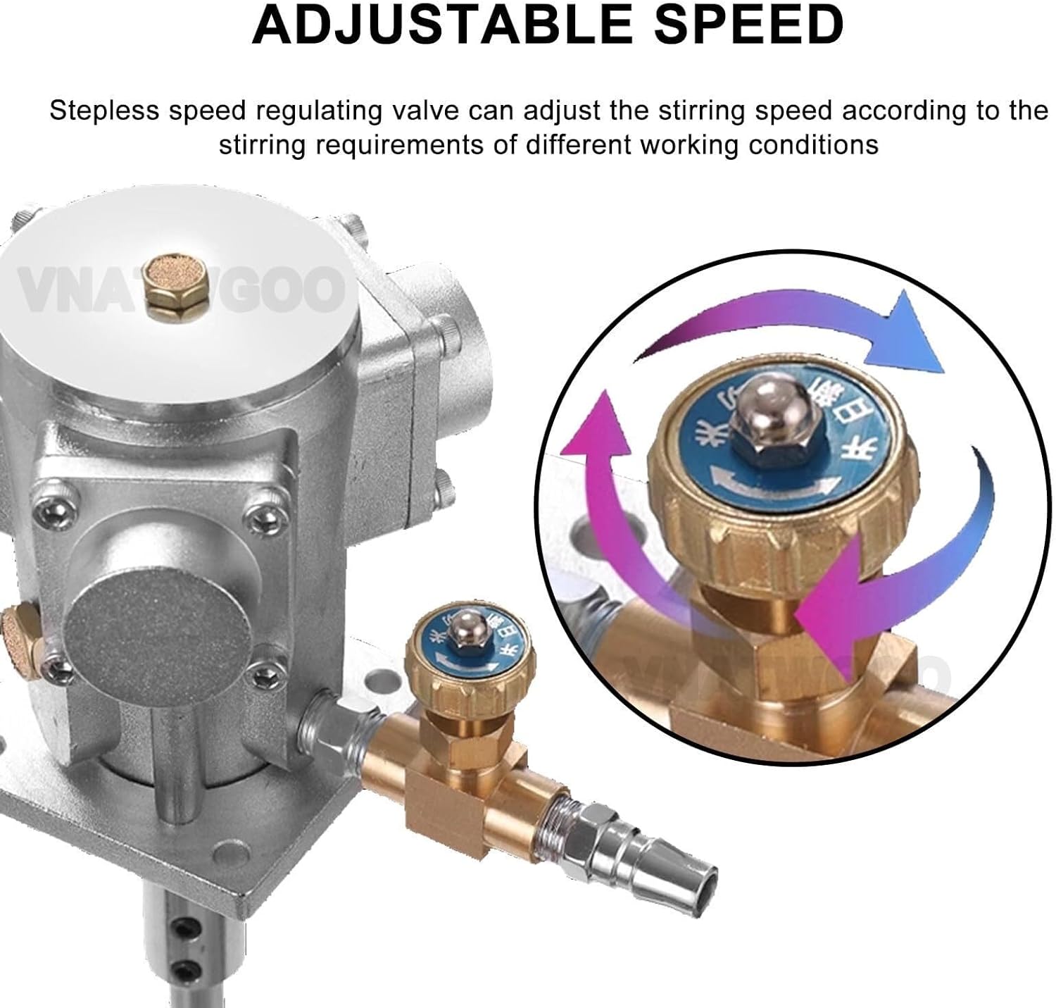 Industrial Clamp-Type Pneumatic Mixer, 50/100 Gallon Aluminum Alloy Agitator, Adjustable Speed Stirring Machine, for Liquids, Paint(100gallons)