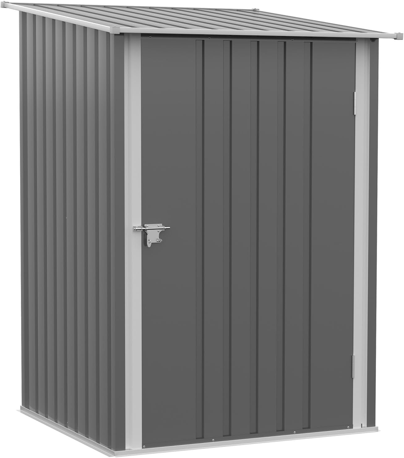 3.3' x 3.4' Gray Outdoor Storage Shed, Galvanized Metal Utility Garden Tool House, 2 Vents, Lockable Door for Backyard, Bike, Patio, and Garage