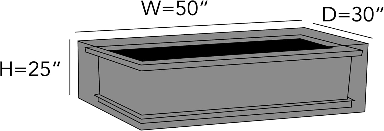 Covermates Ultima Rectangular Fire Pit Cover – Waterproof Heavy-Duty Outdoor Protection with Ripstop Polyester, Mesh Air Vents & Secure Buckle Straps, Rectangular 50W x 30D x 25H, Ripstop Tan