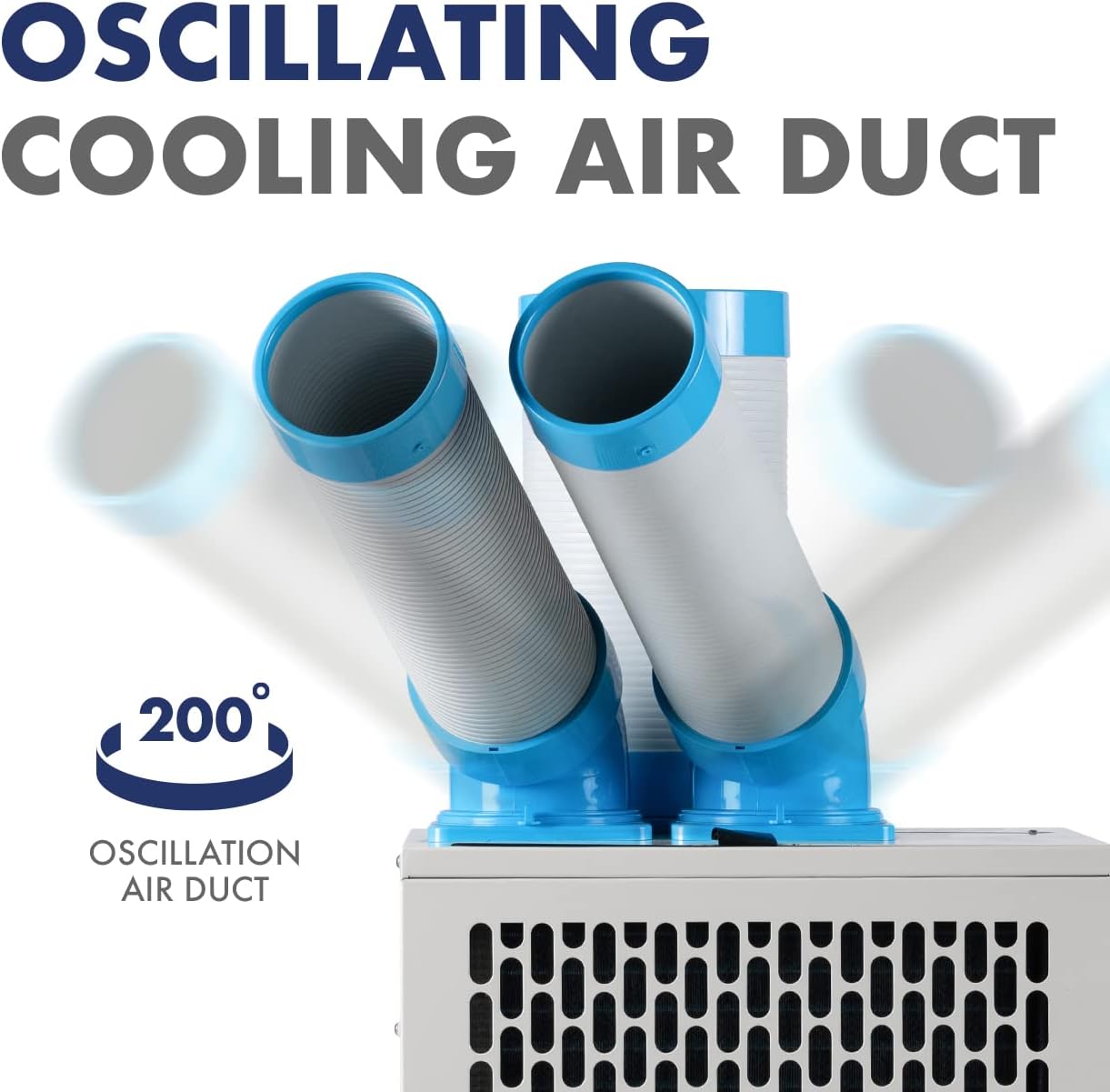 Uninex SAC3000AS Indoor/Outdoor KOOLZONE Mobile Spot Cooler with Twin Duct, Auto-Oscillating, Industrial Grade, 10,236-BTU, R410A Refrigerant