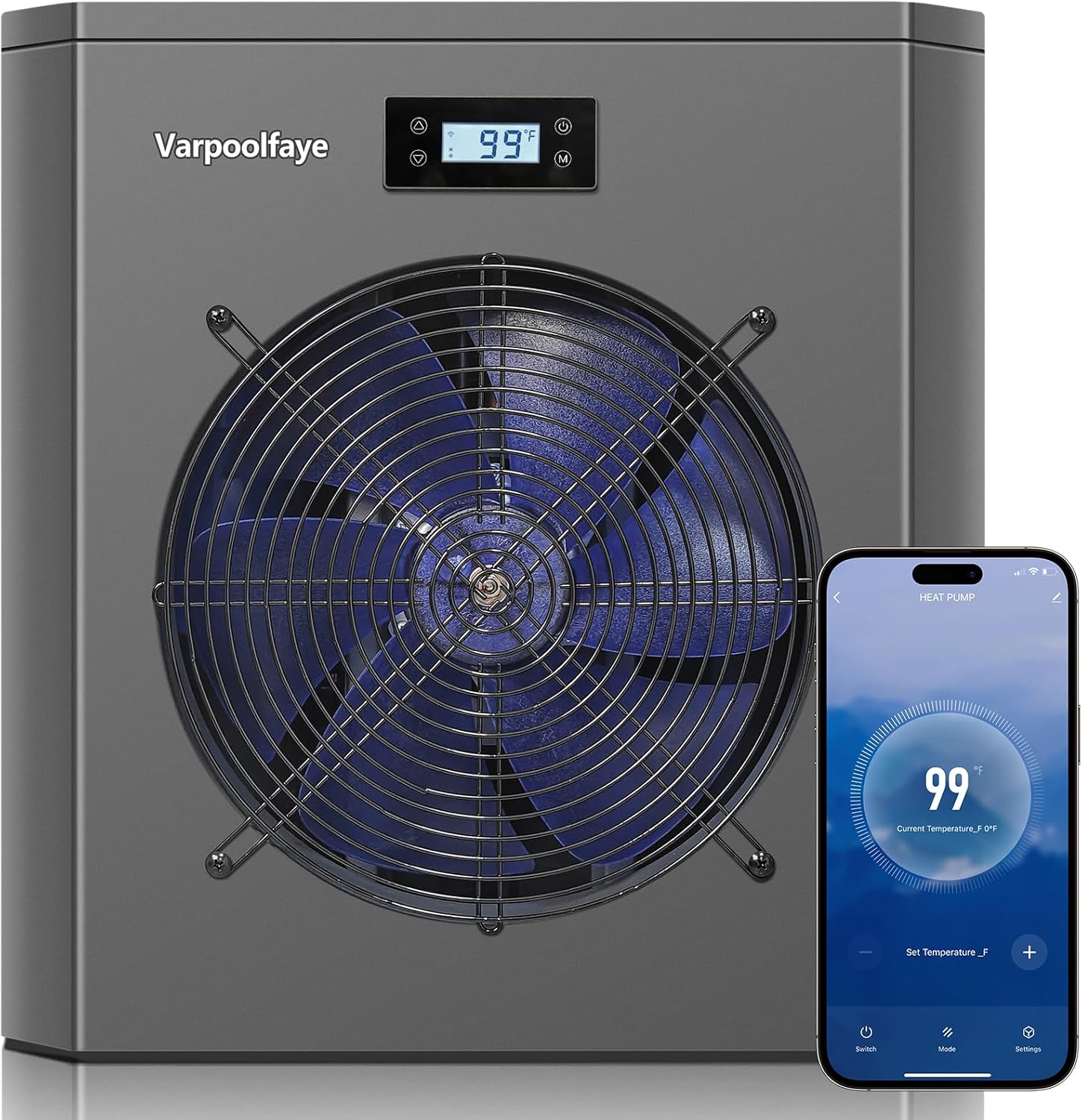 Pool Heater for Above Ground Pool,16000BTU Warmth Up to 5000 Gallons,Pool Heater with WiFi Control App,Pool Heat Pump, Efficient Inverter, Titanium Heat Exchanger,110V
