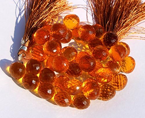 13 inch natural beads strand of 10x10-11x11mm faceted onion citrine quartz gemstone briolletes beads for DIY jewelry - necklace, bracelet, earring, ring.