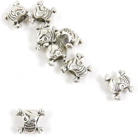440 Pieces Antique Silver Tone Jewelry Making Charms Findings Fashion Wholesale Supplies Pendant Lots Bulk Supply G7BZ0O Skull Loose Beads