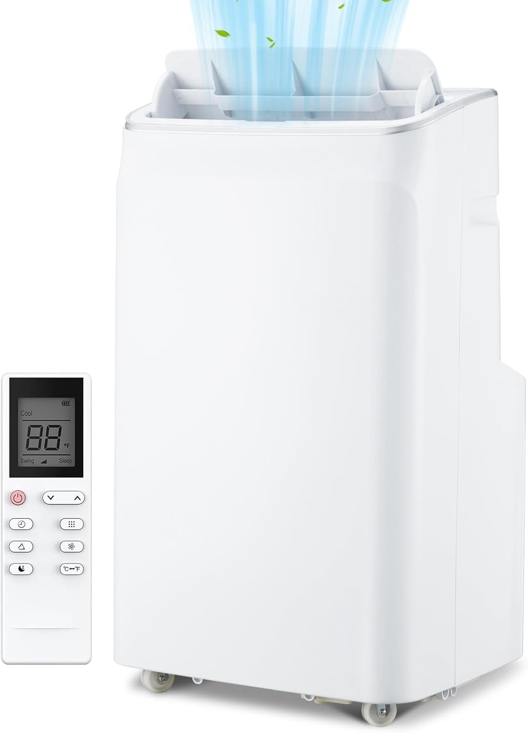 12,000 BTU Portable Air Conditioners, Free Standing Portable AC Unit with Remote Control, Dehumidifier, Fan, Auto Swing, and Smart Sleep Mode, Quiet Operation for Rooms up to 500 Sq.Ft, White