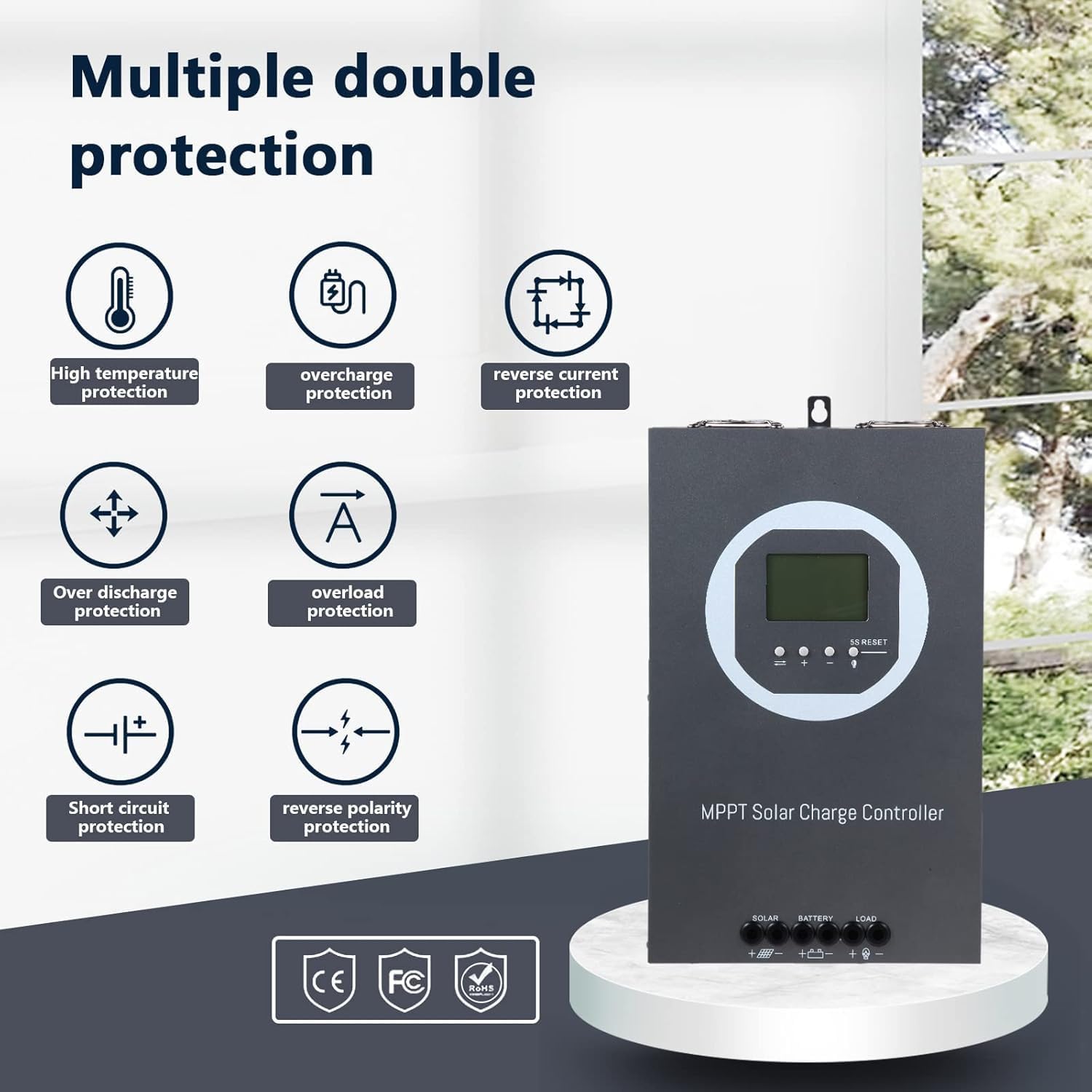 100 Amp MPPT Charge Controller MPPT 12V 24V 36V 48V Auto, 100amp Solar Charge Regulator Max 150V w/LCD Display Work with AGM, Gel, Flooded and Lithium, Max Input Power 5000W
