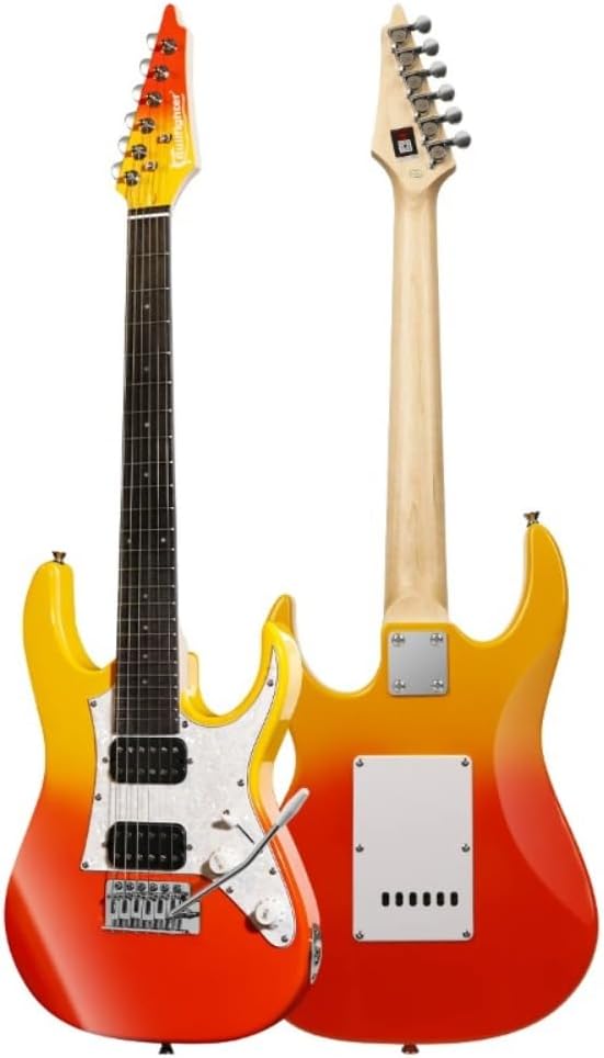 Compact Electric Guitar Solid Body Colorful Finish – Lightweight 6-String Electric Guitar for Beginners, Home Practice, Travel or Decorative Display, High-Grade Affordable Design