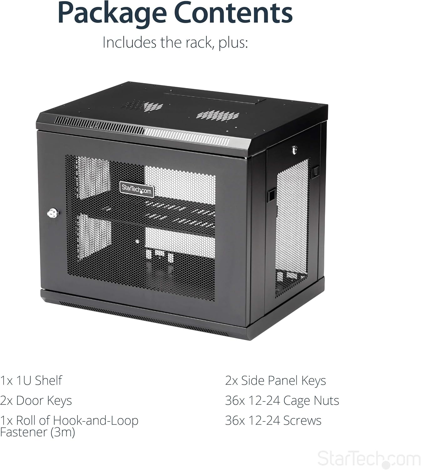 StarTech.com 2-Post 9U Wall Mount Network Cabinet w/ 1U Shelf, 19
