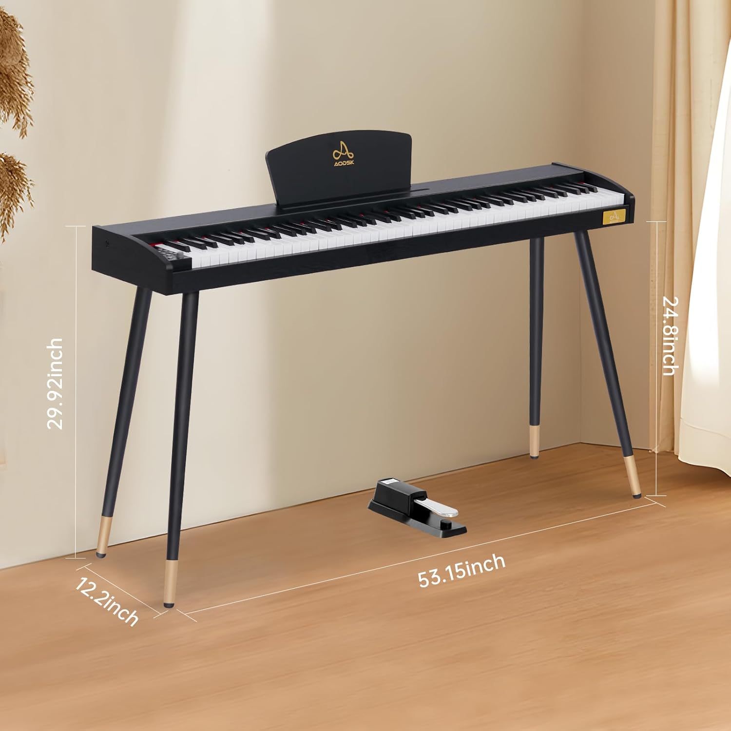AODSK Beginner Digital Piano 88 Key Keyboard AD-X1+AODSK Adjustable Wooden Piano Bench ALP-22