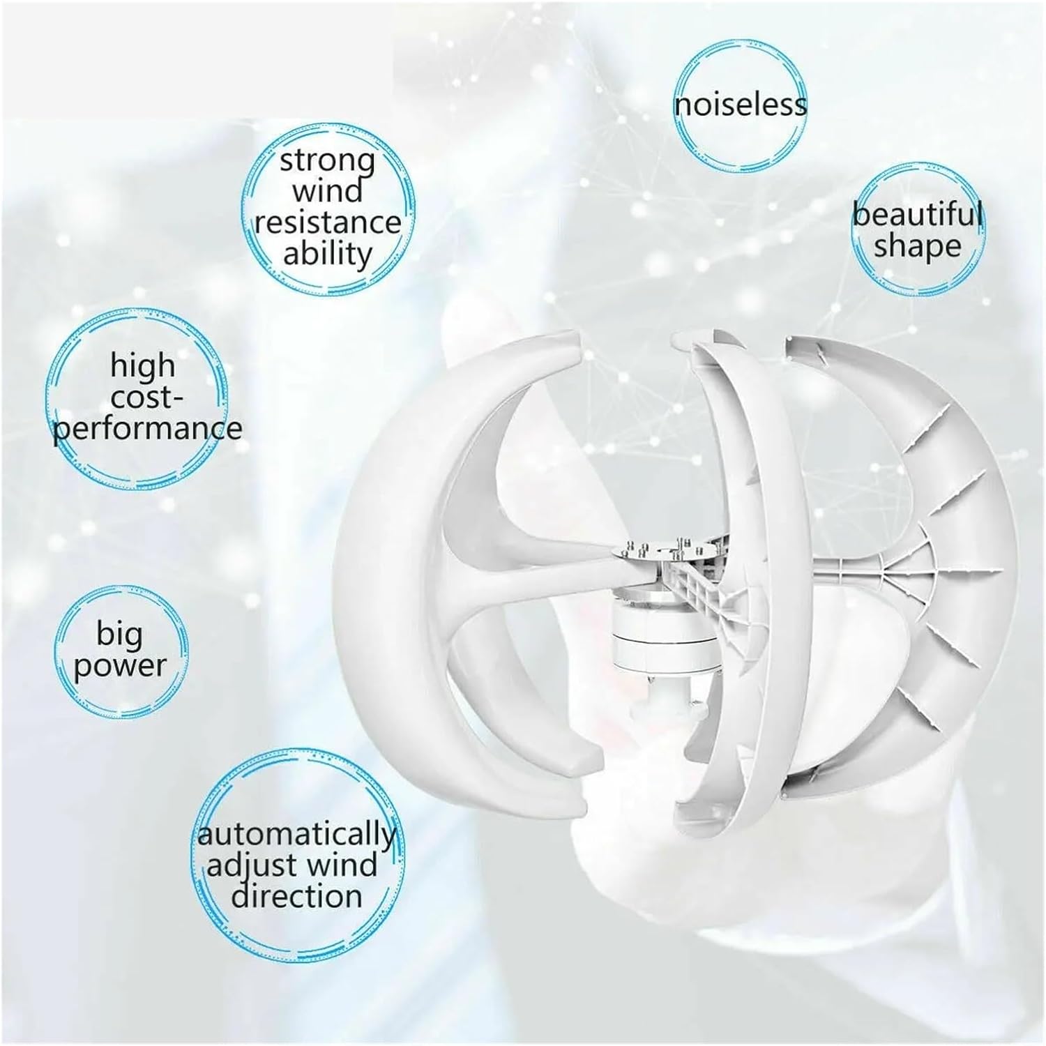 8000W 12V 24V Vertical Axis Wind Turbines Generator with Controller Lantern 5 Blades Motor Kit for Home Hybrids Streetlight Low Starting Speed for Home(24V)