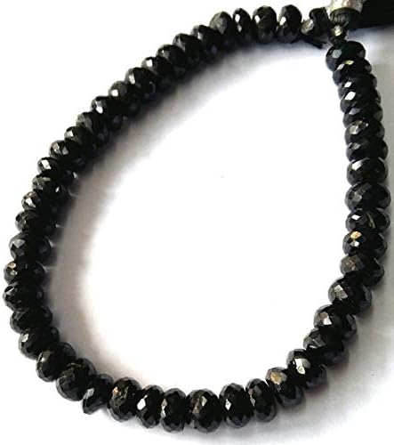 13 inch natural beads strand of 7-7.5mm faceted rondelle black spinel gemstone beads for DIY jewelry - necklace, bracelet, earring, ring.