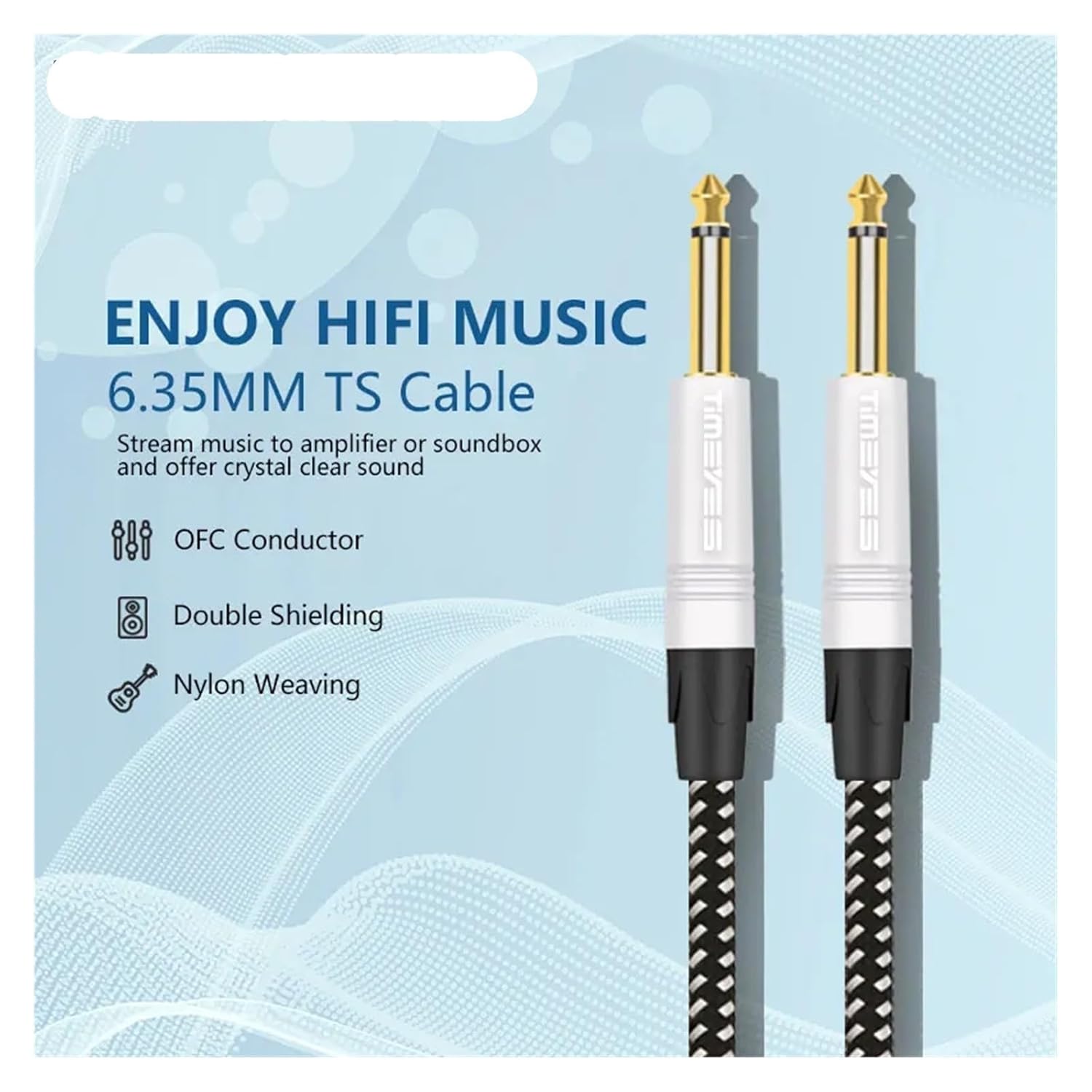 6.35mm Jack Audio Cable to1/4 TS Mono Male Aux Unbalanced Instrument Cable for Guitar Bass Amplifier Keyboard Electric Mandolin(3m)