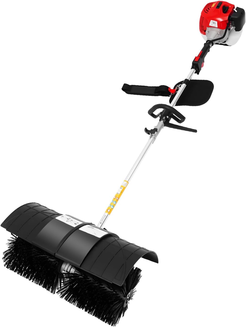 52cc Gas Handheld Sweeper, 2.3HP 2-Stroke Lawn Sweeper Heavy-Duty - Air-Cooled Single Cylinder, Max. 8500RPM, Portable Power Broom for Snow, Yard, Driveway, Golf Course, Large Area Cleaning