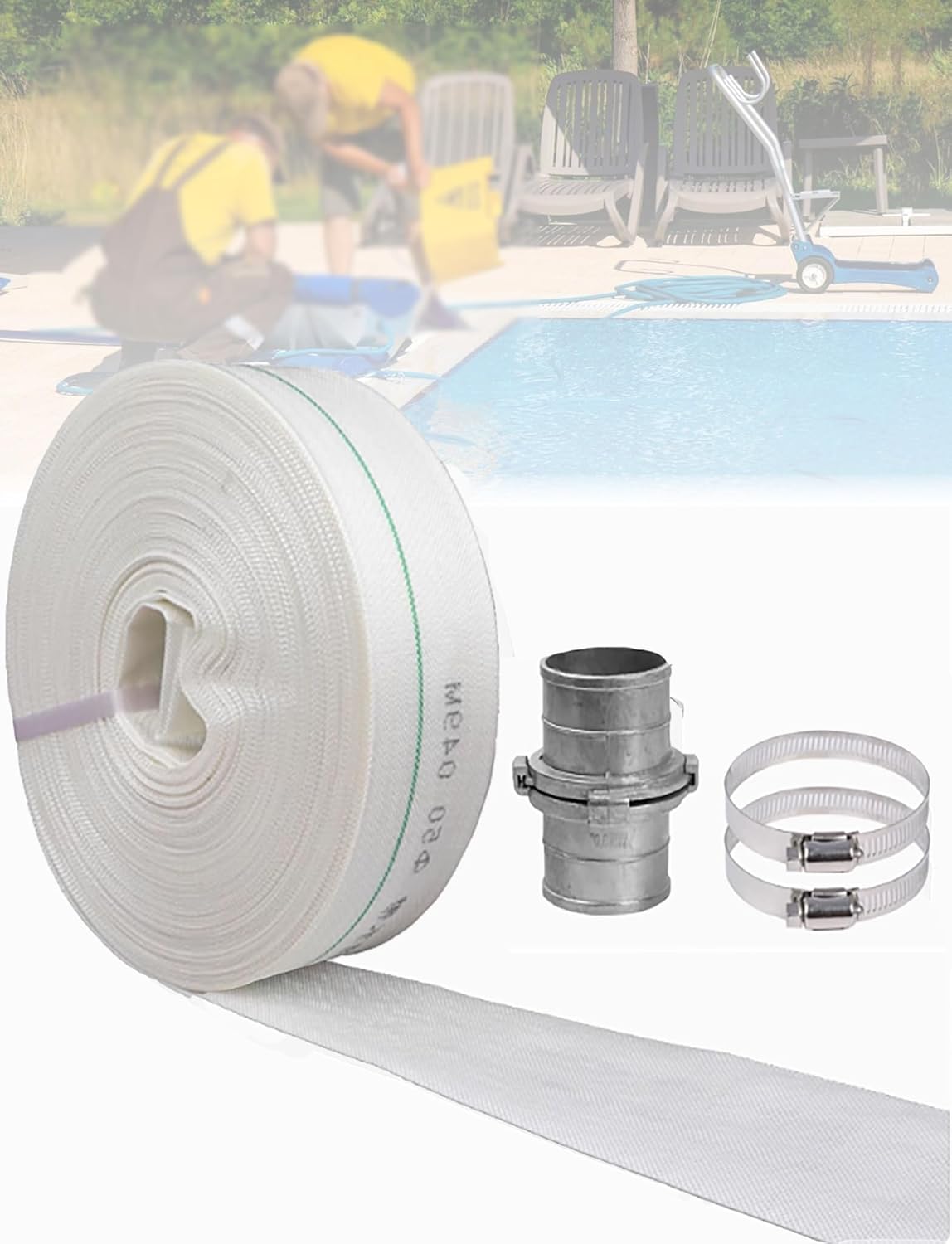 Flat Heavy Duty Backwash,1.5Inch Purpose Fire Hose and Water Discharge Hose,Drain Pipe for Water Transfer for Patio Garden Lawn Swimming Pool(20meter)