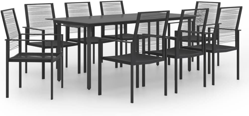 Furniture Sets 9 Piece Patio Dining Set,Elegant and Durable Patio Dining Set with Glass Top Table and Rattan Chairs Garden Conversation Sets