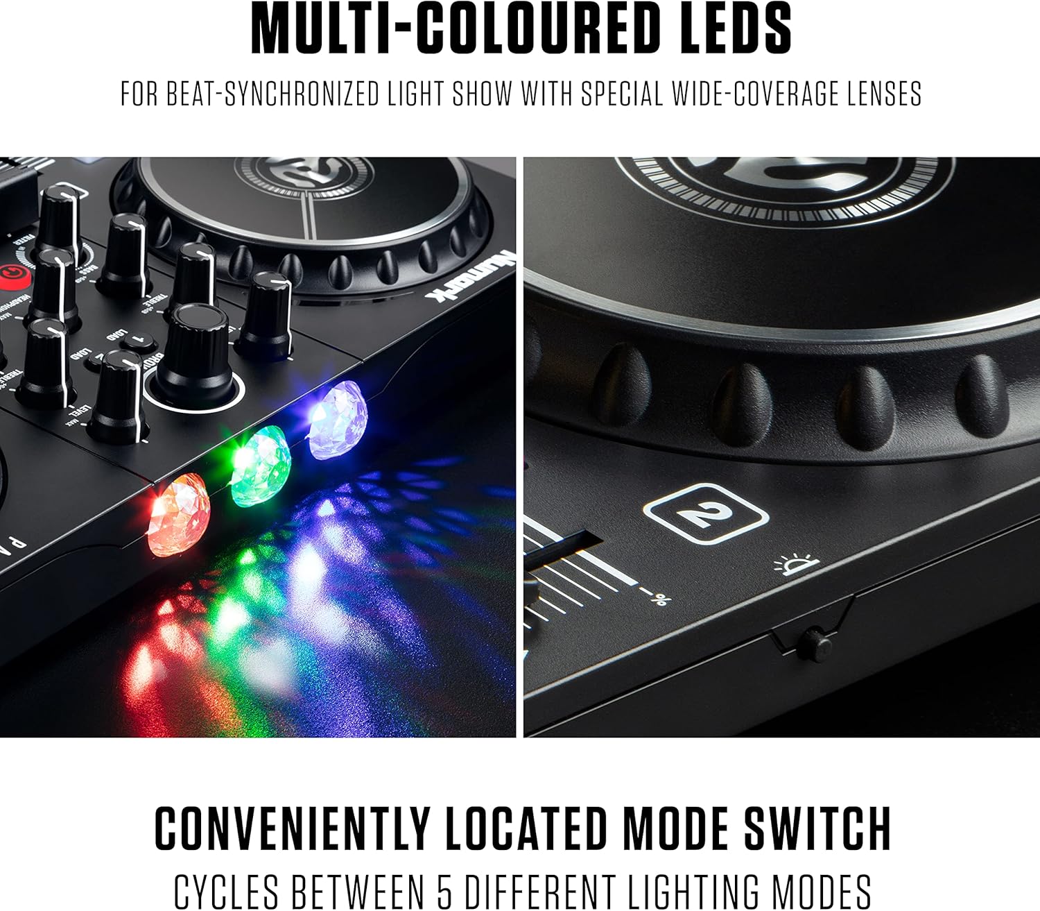 Numark Party Mix MKII DJ Controller Set - With DJ Mixer, Audio Interface, Studio Monitor Speakers and Headphones