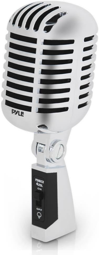 Pyle Pro PDMICR42SL Old Fashioned Vintage Retro Style Dynamic Adjustable Compact Desktop Studio Mic Professional Vocal Recording Microphone (4 Pack)