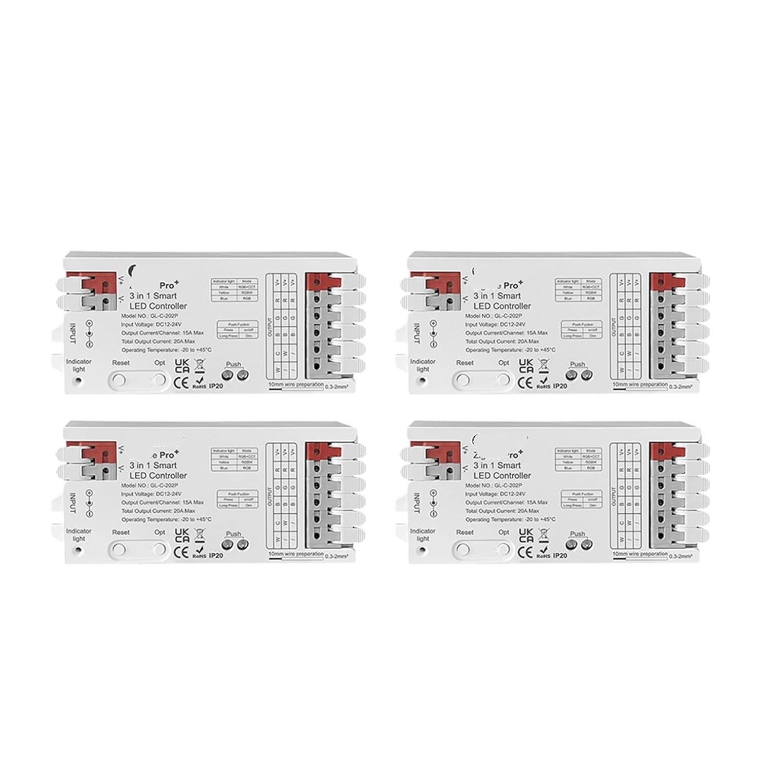 3.0 Pro+ 3+1 RCT/RGBW/RGB LED Strip Controller 20A Maximum Current(4PCS 3in1 Pro Plus)