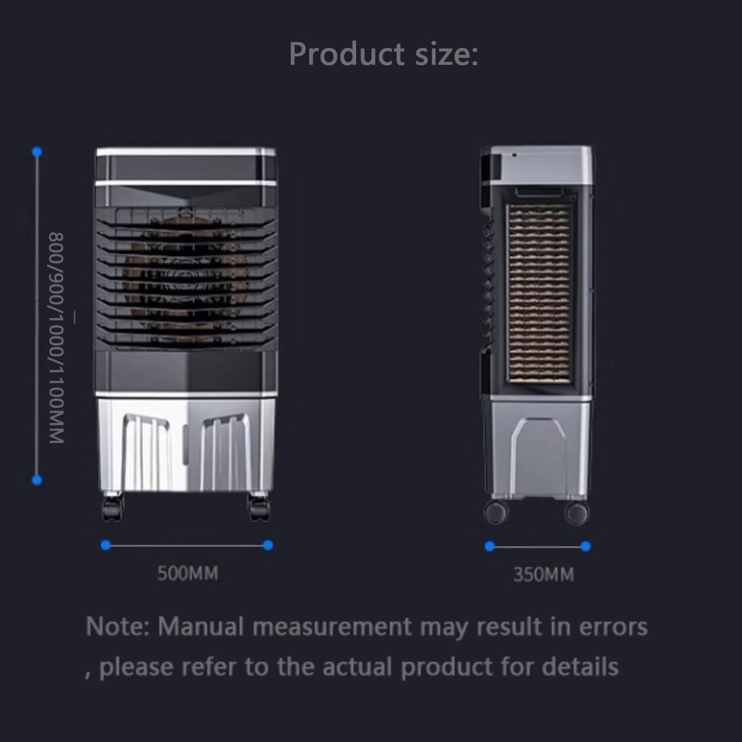 Portable Air Conditioner 3-in-1 with Remote, 50L Water Tank, 120° Oscillation, 12H Timer, Cooling Fan for Room & Campervan(110cm)