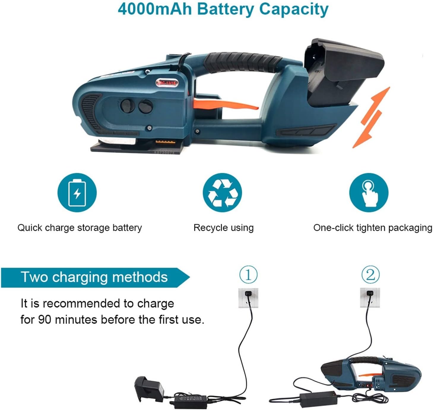 Portable Electric Strapping Machine With 2 Batteries JDC 13mm To 16mm Automatic Packaging Tool For PET PP Belt with Efficiency(JDC16mm)