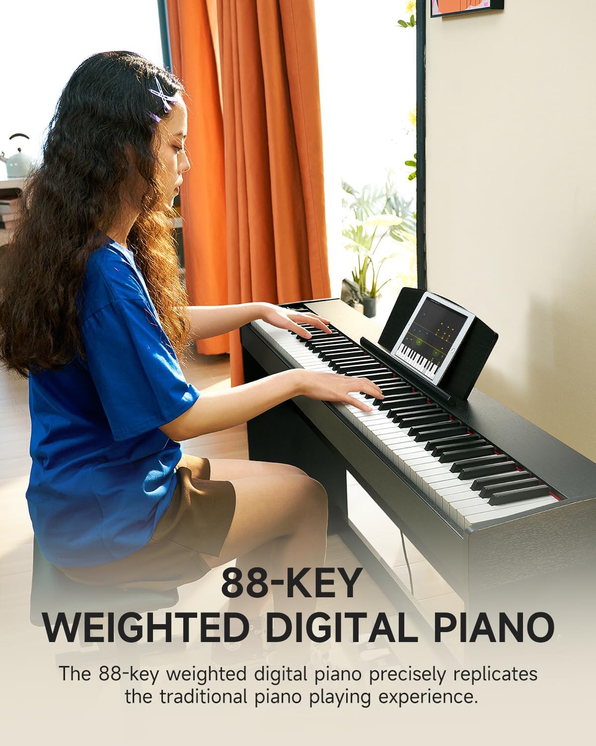 Donner DDP-50 Weighted Digital Piano+Donner Duet Piano Bench with Storage