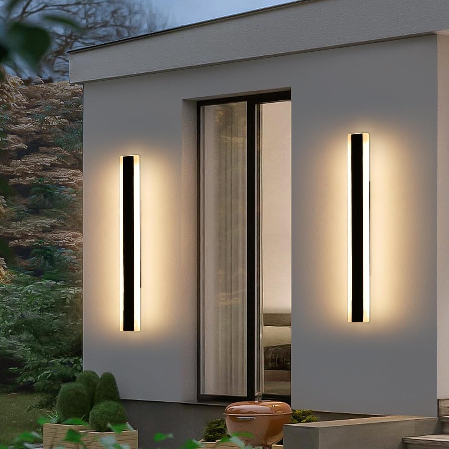 Mikeru 2pack 31.4inch Outdoor Wall Light Fixtures, 3000K Modern Outdoor Lights Exterior for House Ip65 Waterproof Rust Long led Wall Light, Hardwire Wall Mount Exterior Lighting