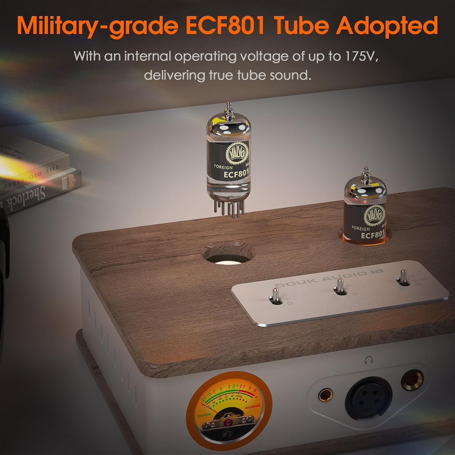 ​Douk Audio Tube Headphone Amp: for XLR, 4.4mm, 6.35mm HiFi Headphones, Stereo Preamplifier for Amplifiers, Speakers, Home Desktop Audio System, with VU Meter & German Valvo Vacuum Tubes​ (E2)