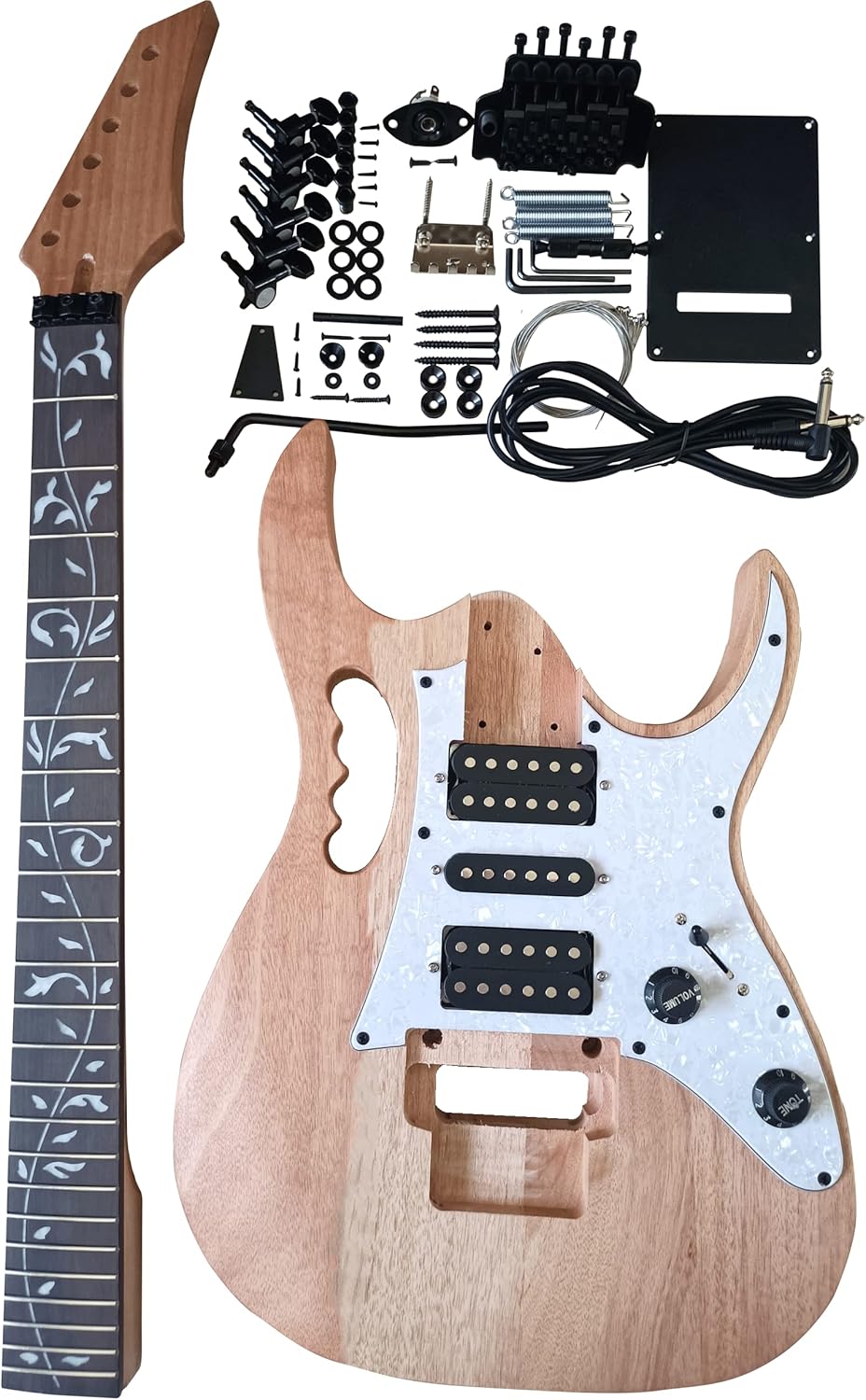 HENGYEEDIY Electric Guitar Kits in IBZ Style - Mahogany Body and Neck - Rosewood Fingerboard and All Components Included (7V)