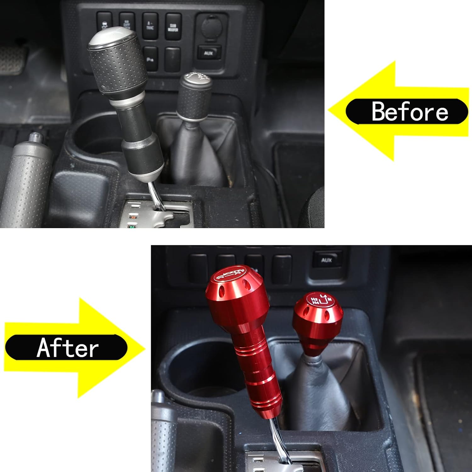 Gear Shift Knob Fit for Toyot@a FJ Cruiser 2007-2021 Aluminum Alloy Weighted Gear Lever Metal Stick Shifter Handle Center Console Car Automatic Gear Stick Shift Knob Replacement Interior Accessories