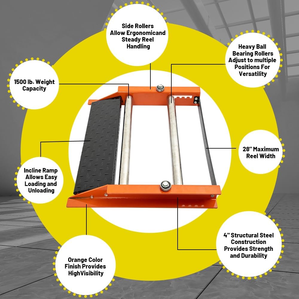 Yeeoy Cable Drum Roller Reel Dispenser, Heavy Duty Cable Roller Stand Unwinder for Reels max 28