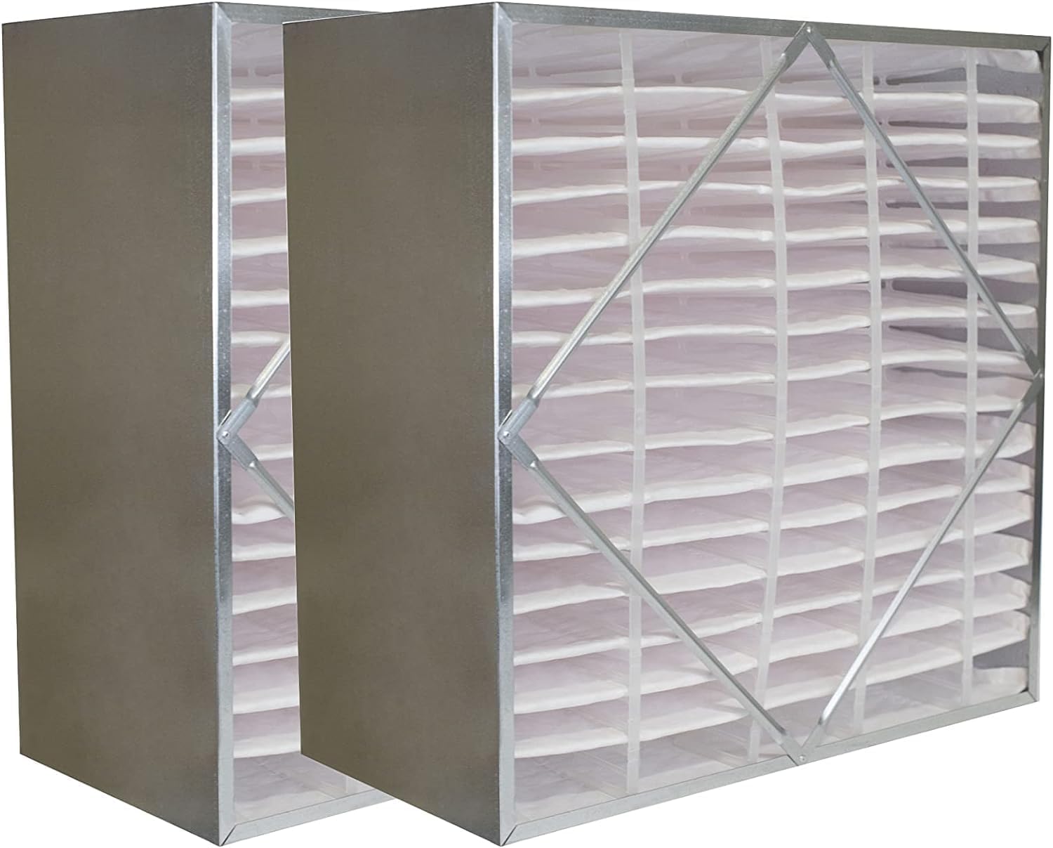 Filterbuy 24x24x6 Air Filter No Header (2-Pack), Rigid Cell Box Filters HVAC (Actual Size: 23.38 x 23.38 x 5.75)