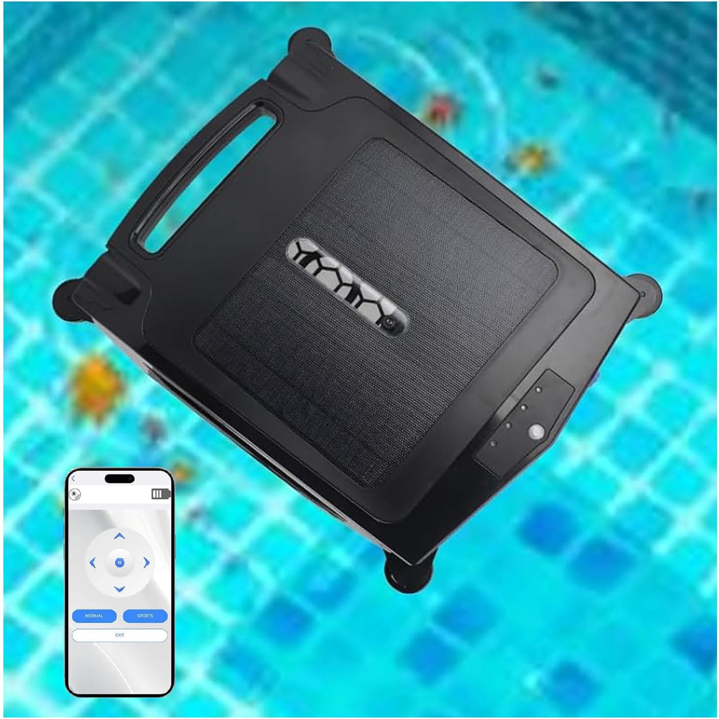 Solar Powered Automatic Robotic Pool Sur-face Skimmer Cleaner, Cordless Pool Skimmer, with Solar Powered Dual Charging, for Above Ground Pool